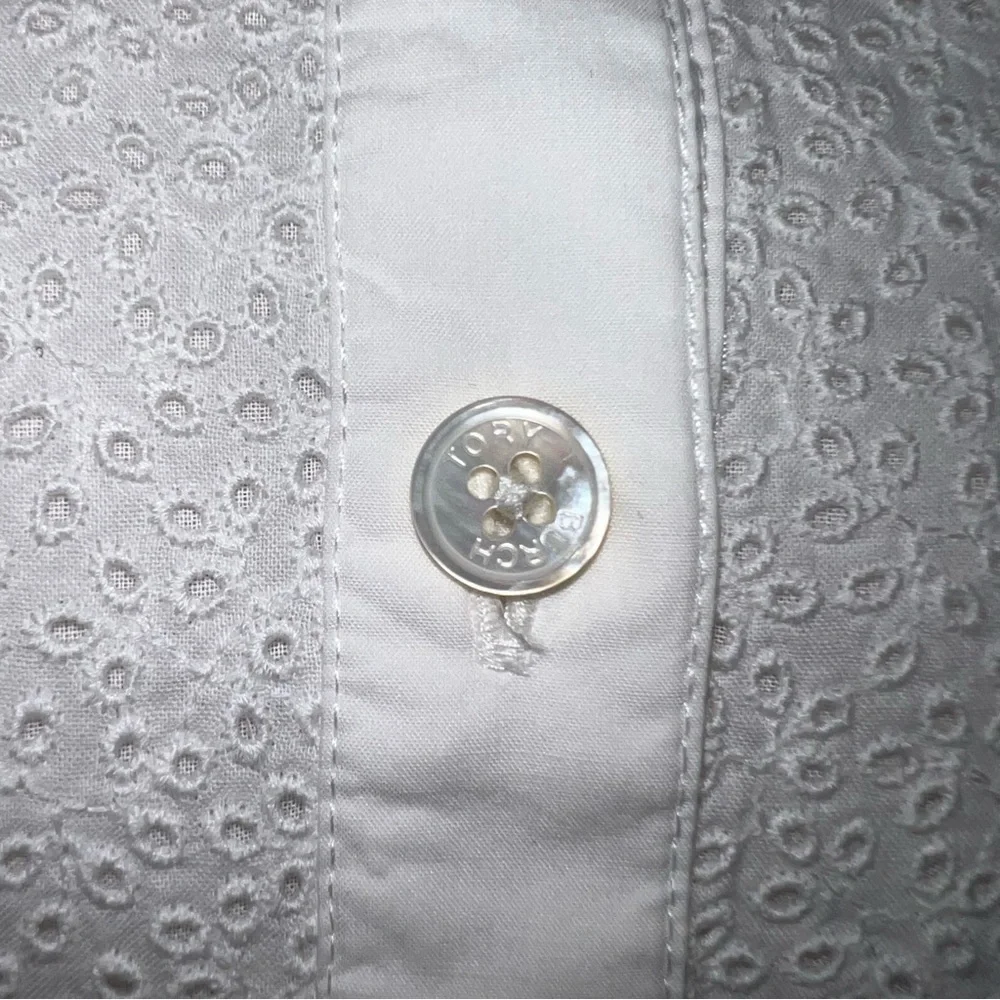 Tory Burch White Eyelet Button Down Blouse Peplum Shirt Size 4 Cotton Lace